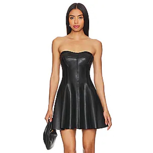 BOULEE Vegan Leather Hailey Mini Dress — Midnight - Picture 4 of 8